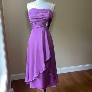BELSOIE Midi Dress Purple Plum Size 18 Strapless Plus Size Rhinestone